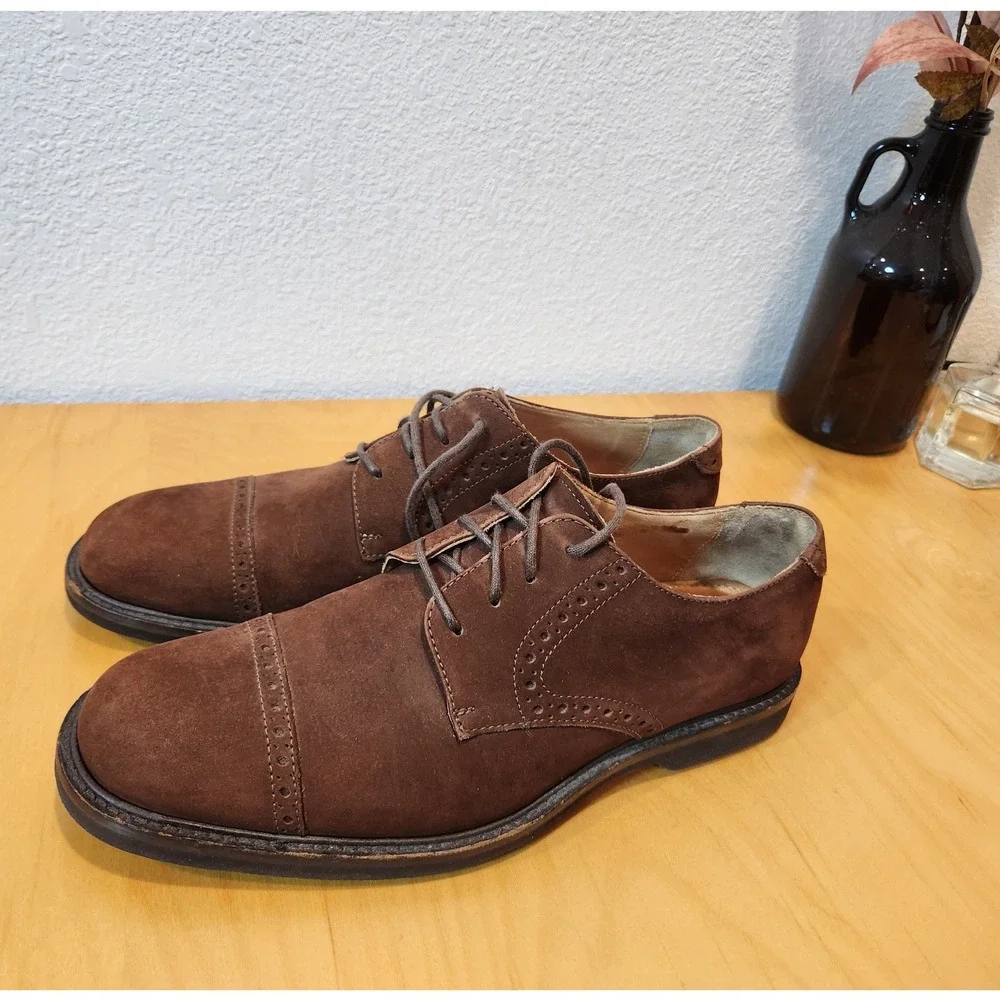 Johnston‎ & Murphy Suede Cap Toe Oxford Dress Shoes Brown Men's 11M